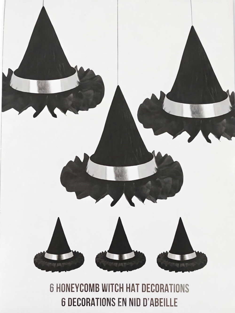 Meri Meri Black Witch Hat Hanging Decorations with Silver Band